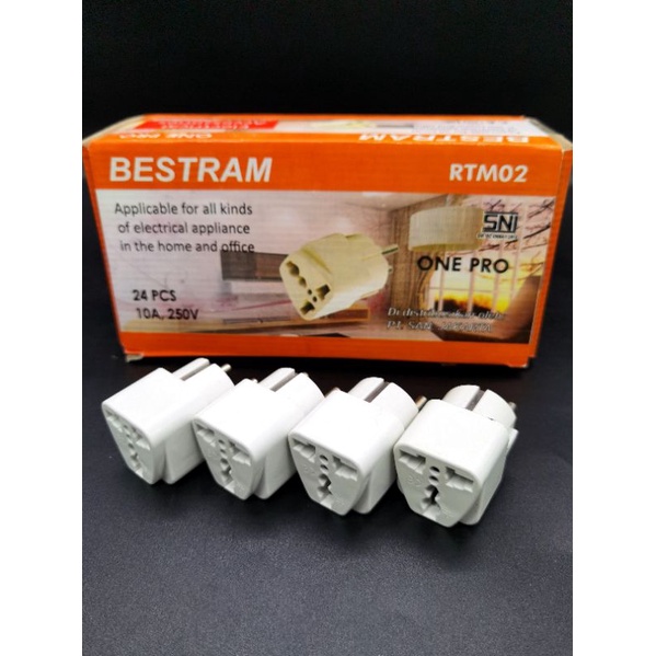 over Steker, Onepro multi fungsi, adaptor kaki 3 ke steker kaki 2 merek Bestram