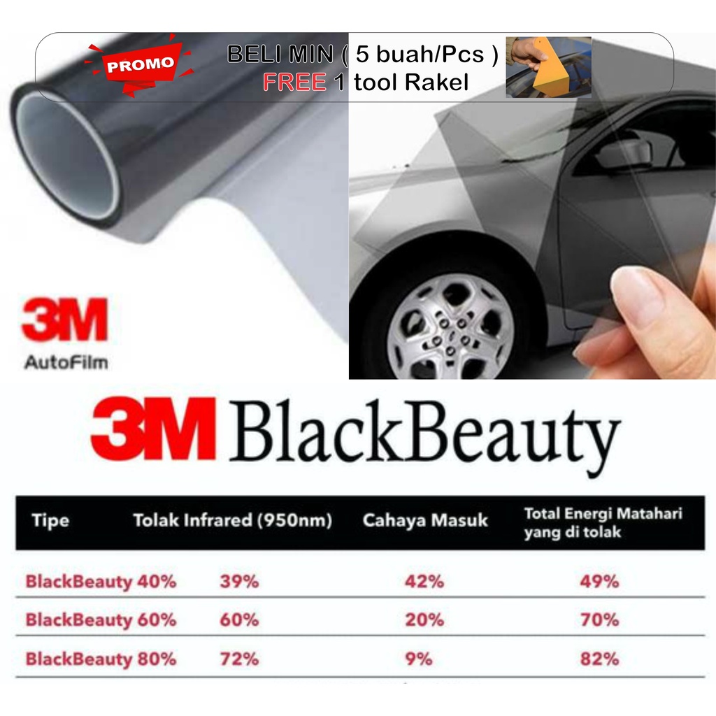 Kaca film 3M Blackbeauty 60%/Kaca film 3M peredam panas/Kaca film 3M tolak panas (UV)