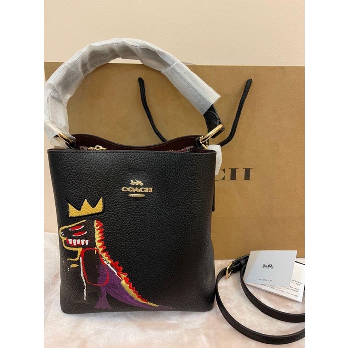 Tas Coach 6073 X Jean Michel Basquiat Small Town Leather Bucket Bag