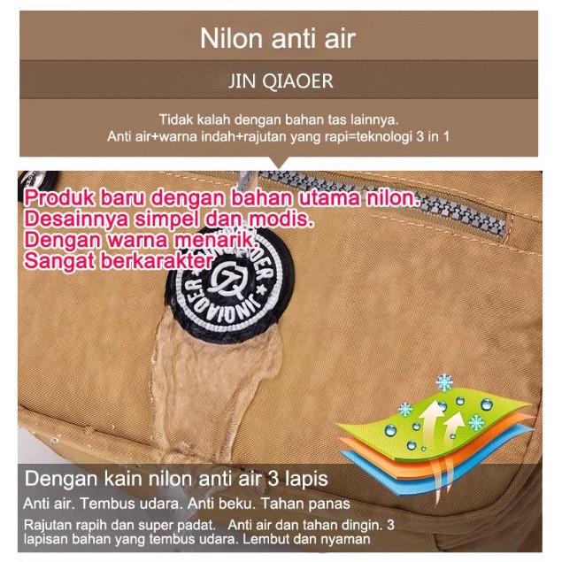 glinkshop1 Jinqiaoer Tas Multilayer Anti Air Selempang Jinjing Handle bahan nilon super ringan