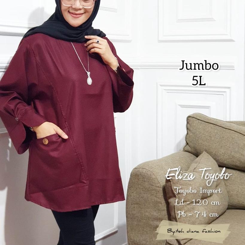 ✺ Atasan Wanita Jumbo / Blouse Wanita jumbo / Baju Atasan Wanita Jumbo Eliza Saku Batok Toyobo Premi