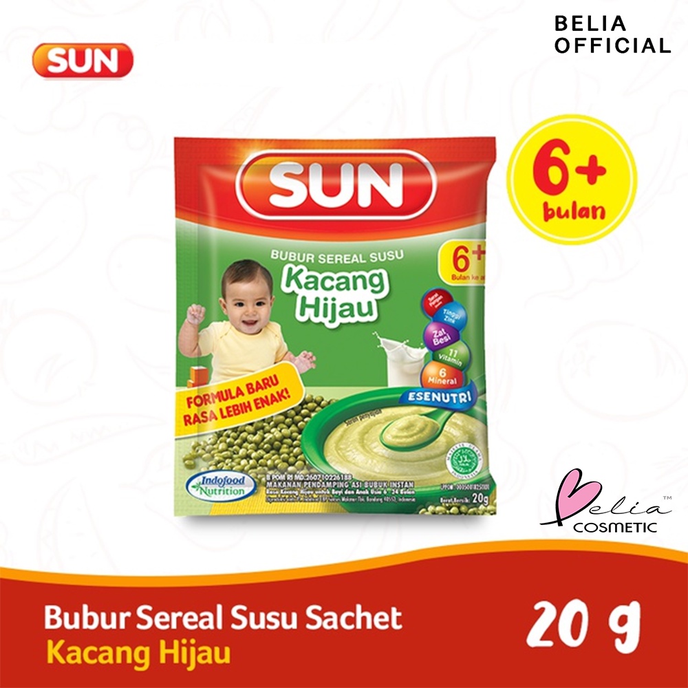 ❤ BELIA ❤ SUN Bubur Sereal Susu Marie Biscuit | SACHET 20g 80g 120g | Bayi 6+ bulan keatas | Instant | Snack | Makanan Aman Baby | Sehat | MPASI | BPOM