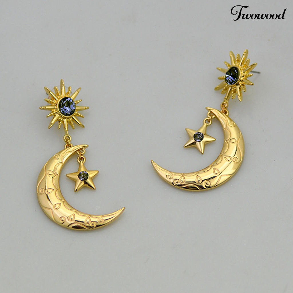 1 Pasang Anting Stud Model Gantung Bahan Alloy Untuk Wanita