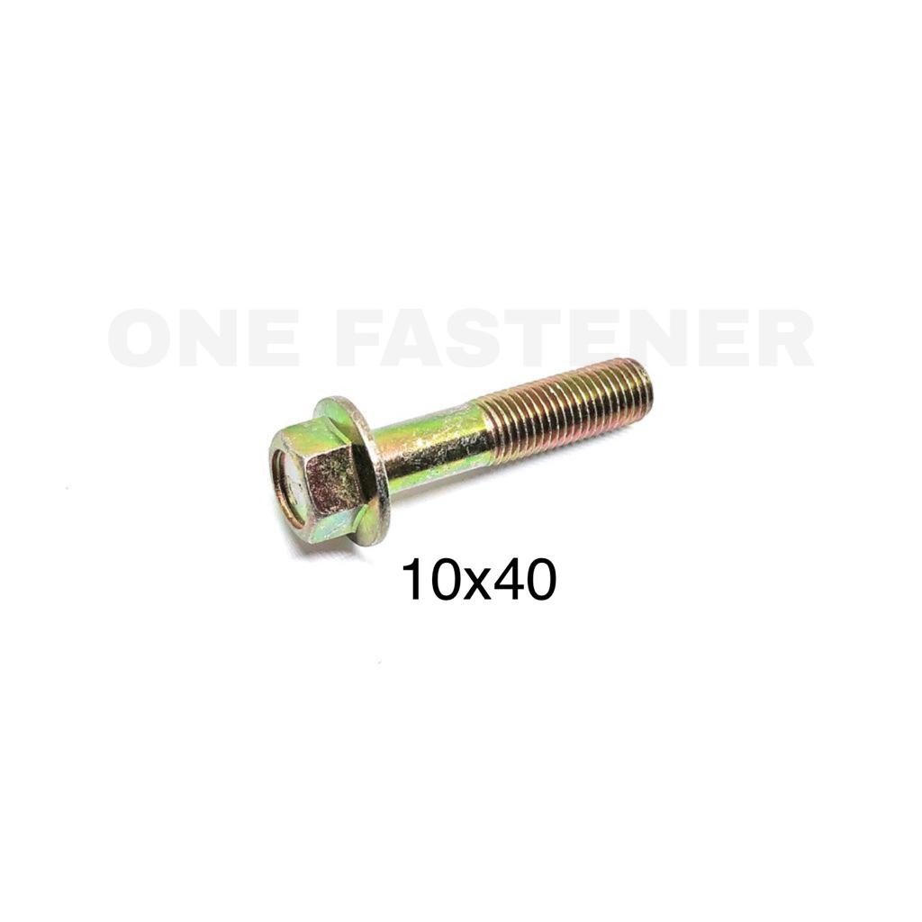 Baut Flange Bolt M10x40 Kuning 1.25 topi 4cm 10mm shock kunci 14 m10