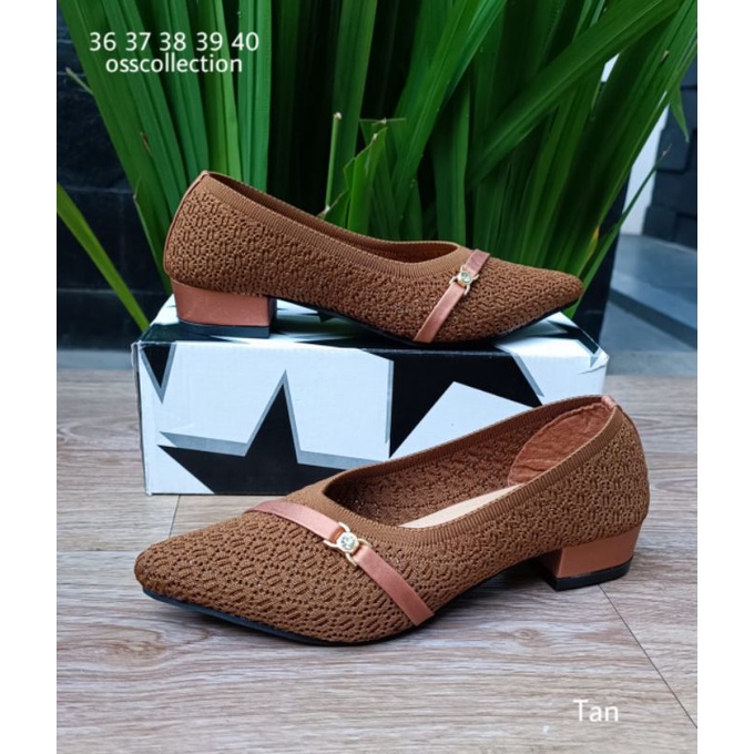 SEPATU HAK RAJUT IMPORT SOL KARET | PANTOFEL RAJUT SEPATU WANITA