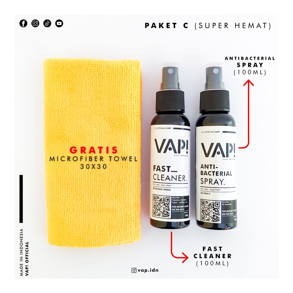 Shoes Cleaner Pembersih Sepatu Instan 100ml + Parfum Sepatu 100ml | VAP Pembersih Sepatu