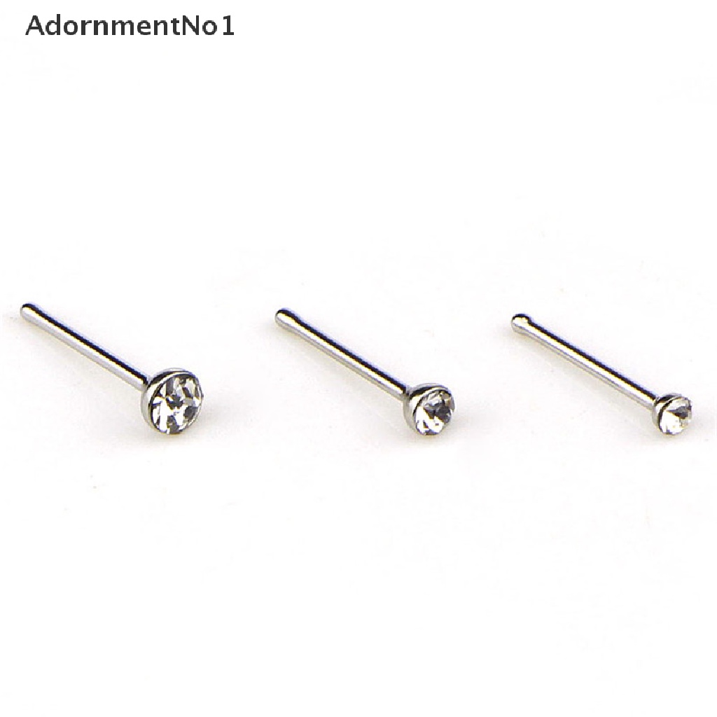 (AdornmentNo1) 60pcs / Set Cincin Tindik Hidung / Tubuh Bahan Stainless Steel Hias Berlian Imitasi Untuk Wanita