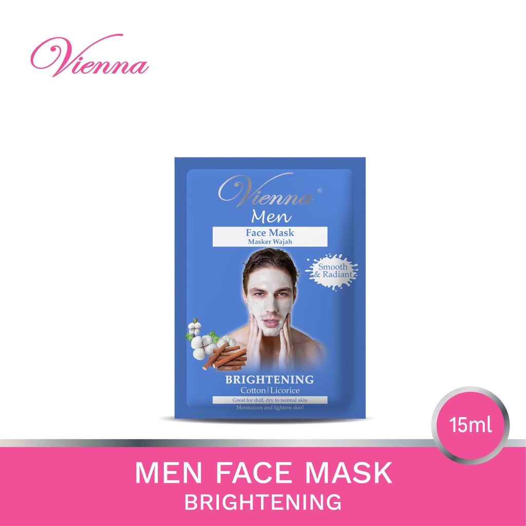 VIENNA MEN BRIGHTENING FACE MASK COTTON AND LICORICE - 15ML SACHET
