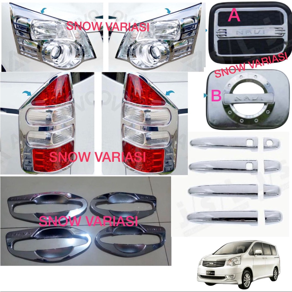 Paket Garnish Lampu Depan Belakang Outer Handle Tank Cover Toyota Nav1 Nav 1 Chrome JSL