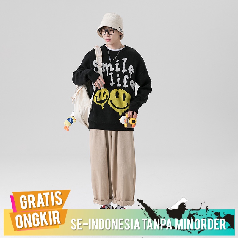 Sweter Pria Keren / Sweater Import Cetak Rajutan Pria Tren  Kasual Sweater