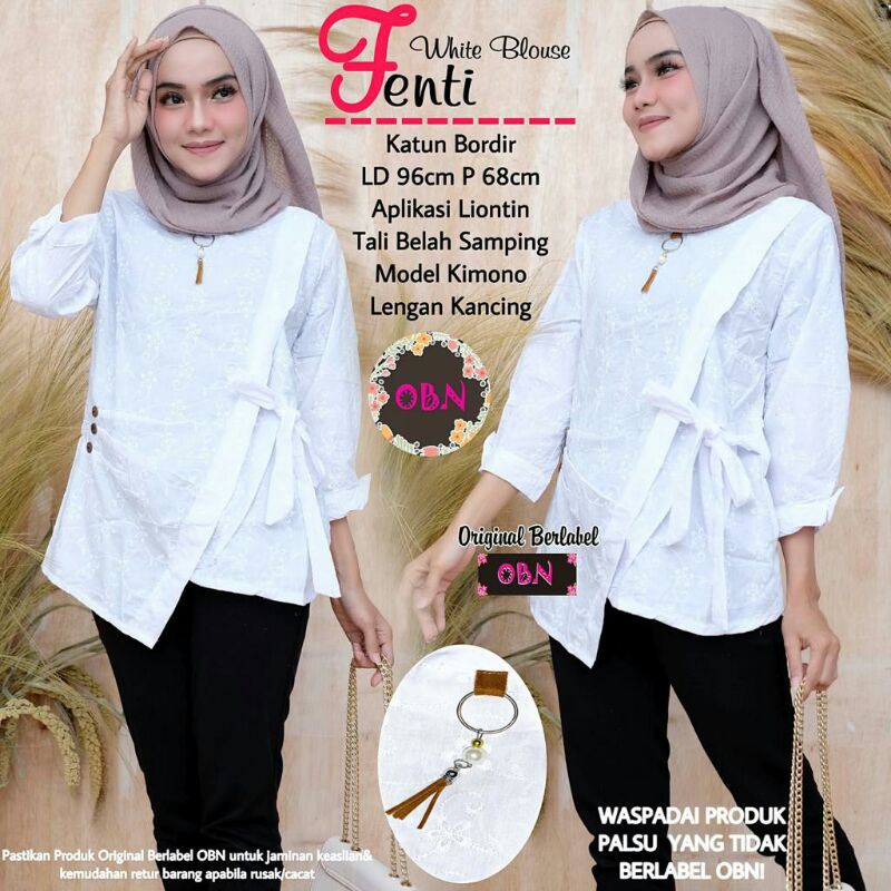 Blouse Putih Katun Bordir Fenti