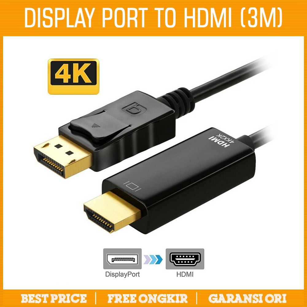 KABEL DISPLAY PORT TO HDMI 3 METER | DisplayPort DP To HDMI Male 3M