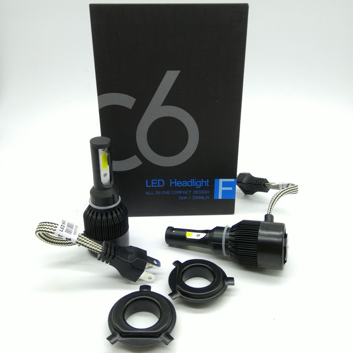 TG Lampu LED Mobil H4 Cob C6 BLACK Chips 36W 3800Lm Hi Lo
