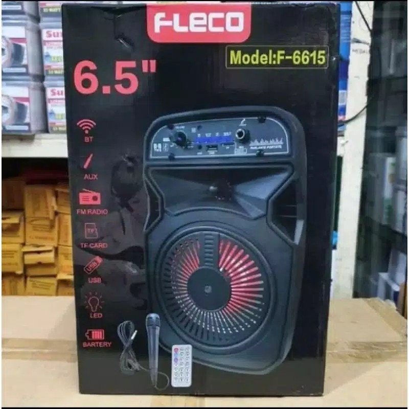SPEAKER FLECO F-6615 BLUETOOTH FREE MIC KARAOKE X-TRA BASS