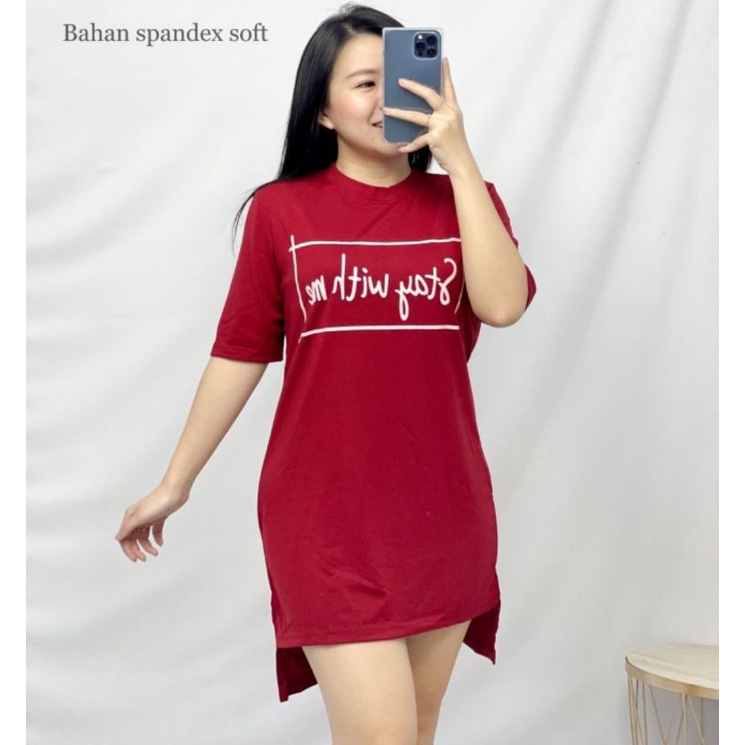 A373 Kaos Wanita, Kaos Terusan, Kaos Merah Maroon, Blouse