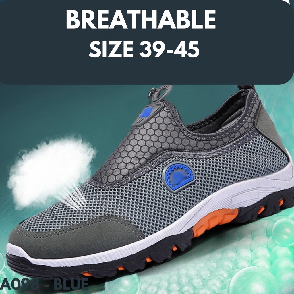 SEPATU SPORTS TALI PRIA KANVAS MESH BREATHABLE OLAHRAGA HIKING SEPATU MENDAKI IMPORT NYAMAN TERBARU ANTI SLIP A098