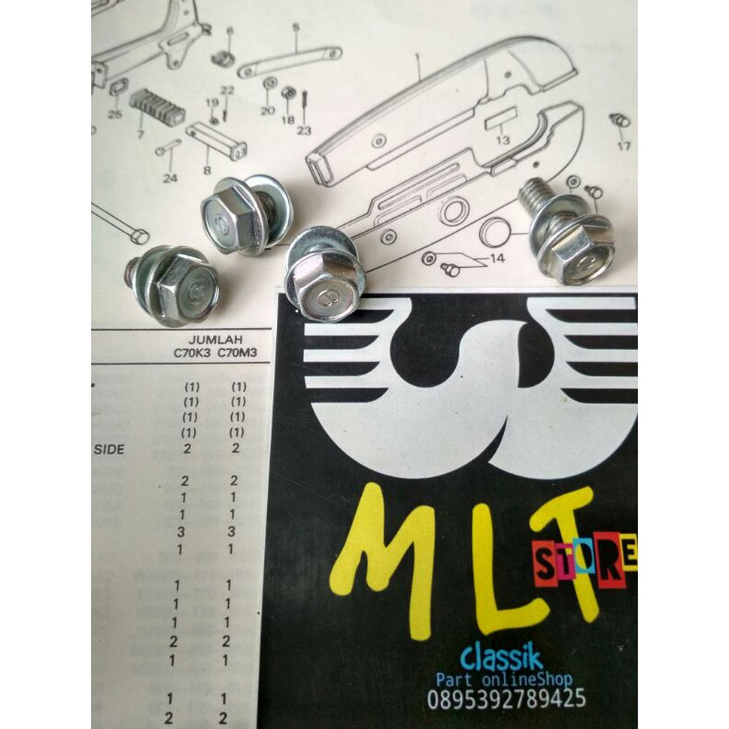 baut tutup rantai ketengkas honda c50 c70 mk3 c700 c800 honda unyil model ori