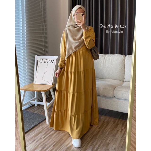 [COD] DRESS RUFFLE BUSUI - QWITA DRESS - BAHAN RAYON TWILL PREMIUM