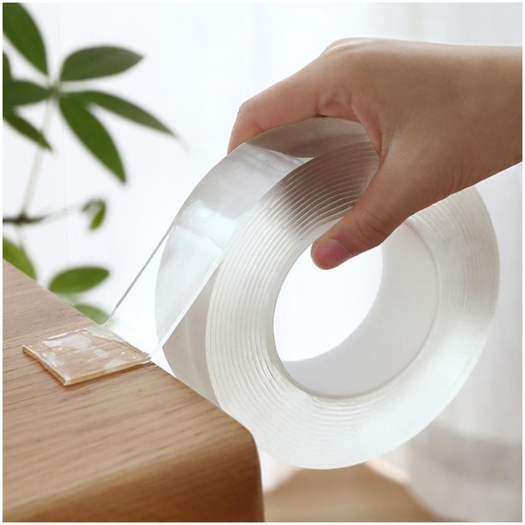 Nano Waterproof Double Tape Bening Tahan Air 30mm x 3m Acrylic Washable Transparant Reuse Ivy Grip Isolasi Panjang 3 Meter Lebar 3 cm tebal 2mm