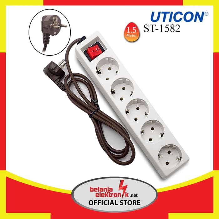 STOP KONTAK 5 LUBANG DENGAN SAKLAR DAN KABEL UTICON ST-1582