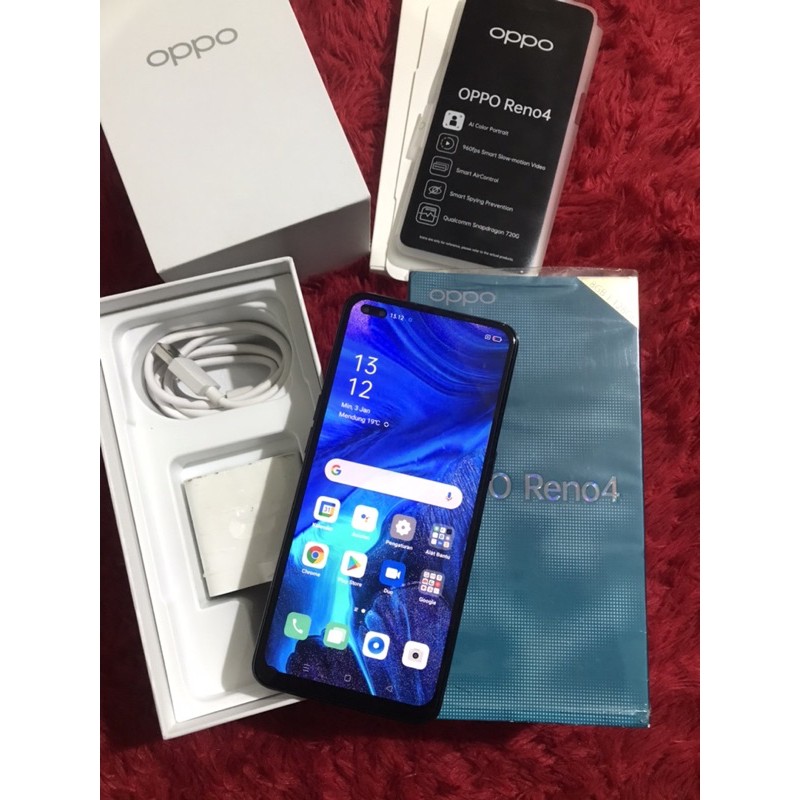 Jual HP handphone Oppo Reno 4 Ram 8/128gb Fullset Garansi Resmi Mulus HP Seken Second