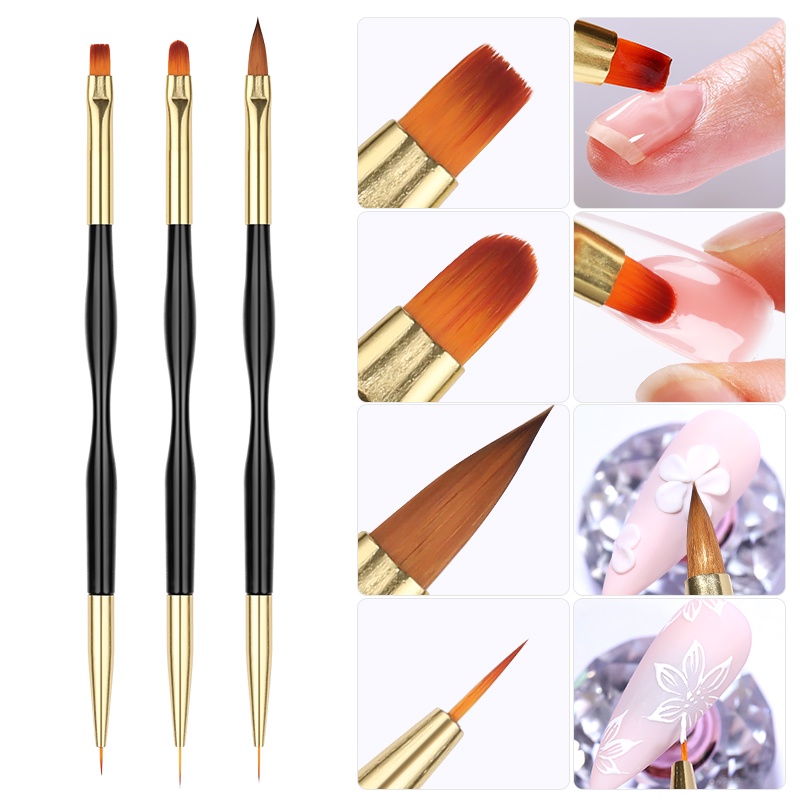 3pcs / Set Brush Pen Untuk Menggambar Kutek UV Gel Manicure