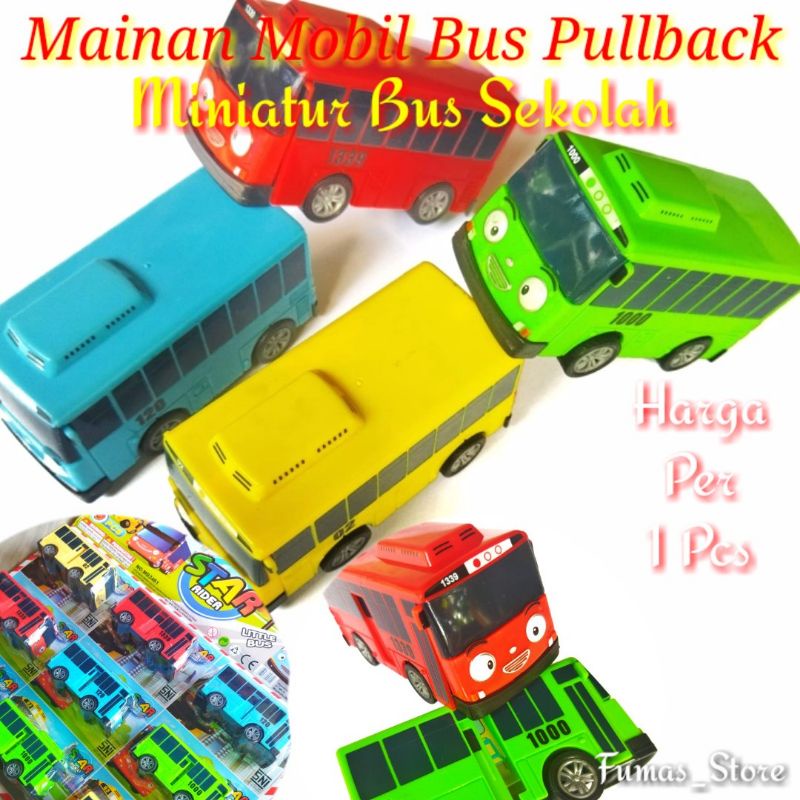 Mainan Mobil Mini Bus Pullback Little Bus Miniatur Mobil Bus Sekolah Mainan Edukatif Mainan Kendaraa