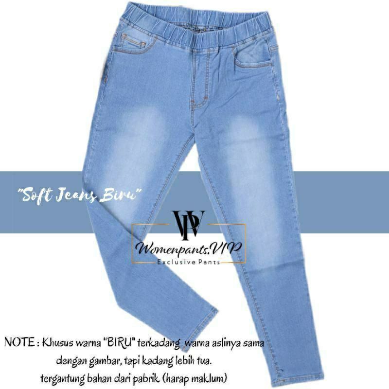 Celana legging Jeans Wanita Premium Bahan Melar Pinggang Karet