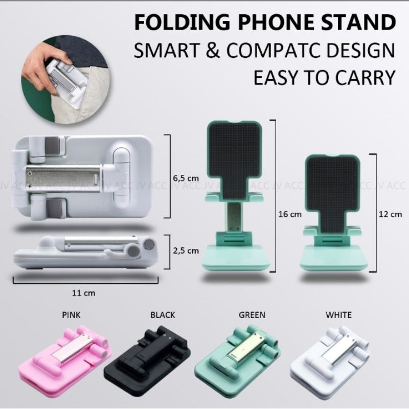 Folding phone stand holder anti slip ergonomis