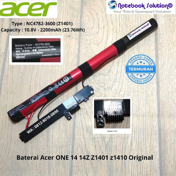 Baterai Acer Aspire One Z1401 14 14-Z1402 / NC4782-3600 origianal
