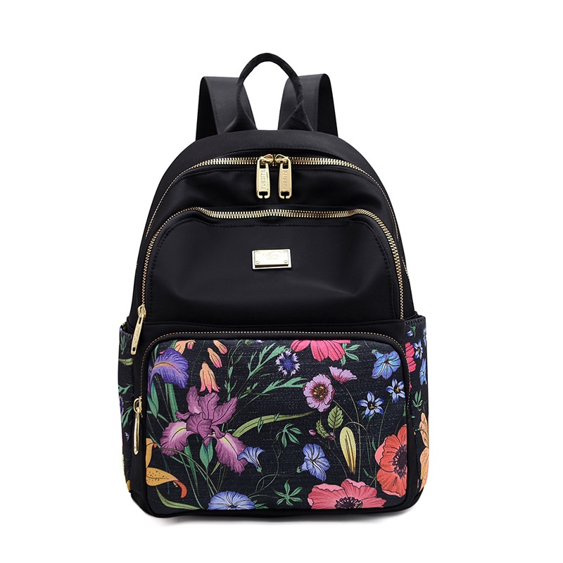 TAS RANSEL WANITA 3 RESLETING ANTI AIR MOTIF BUNGA HITAM BACKPACK CEWEK KOREA LUMBIA TA573B5 GENDONG PUNGGUNG SEKOLAH KULIAH KERJA IMPORT PREMIUM REMAJA KEKINIAN BATAM BRANDED