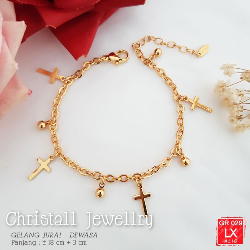 Gelang Titanium Lapis Emas 18k