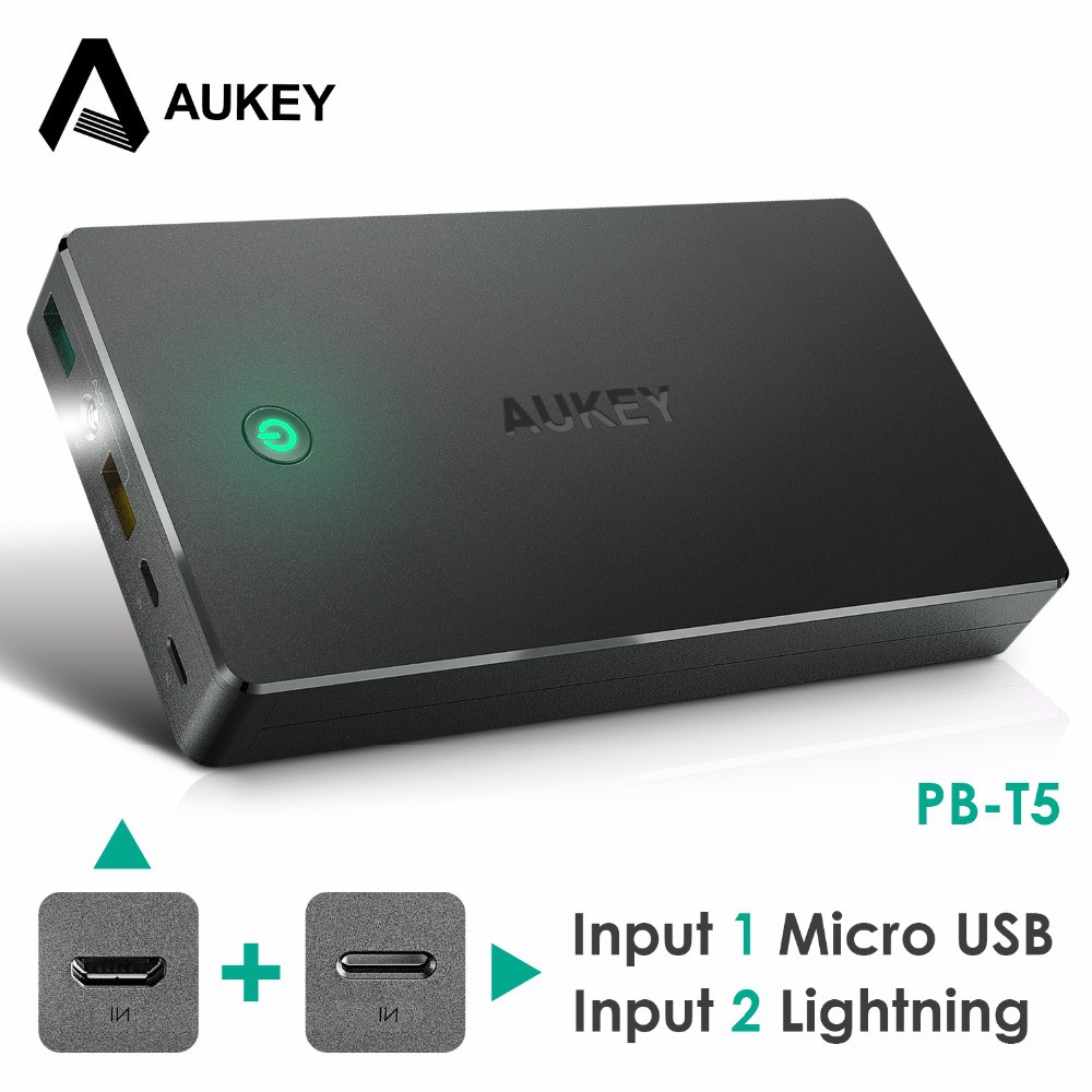 DISKON AUKEY POWER BANK POWERBANK 20000MAH / 20000 MAH QUICK CHARGE 2.0 PB-T5 TERKINI