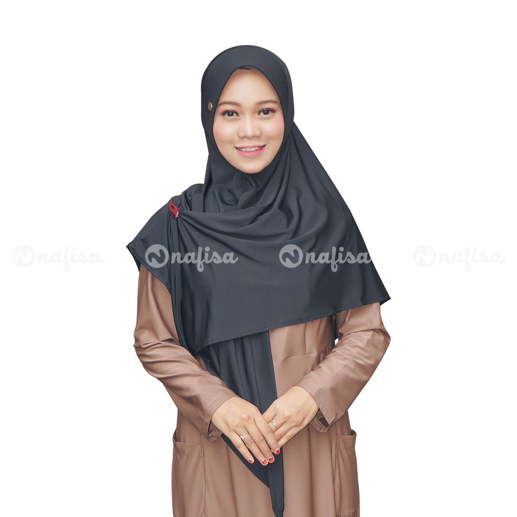 Jilbab Nafisa Davira/Hijab Segitiga/Kerudung instan murah/Jilbab Berkualitas-Hitam