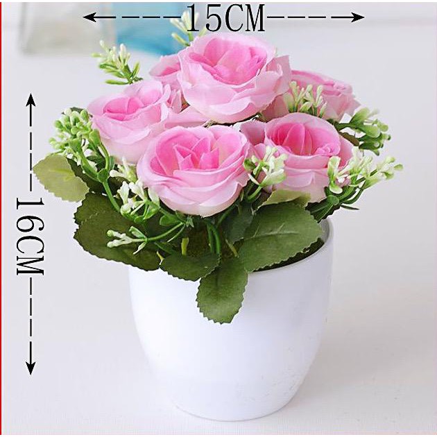 AM812 Bunga Plastik / Pajangan Bunga Artificial / Vas Bulat-3