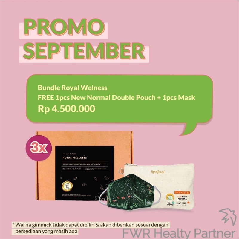 

Realfood Bundle Royal Wellness - Free 1Pcs New Normal Double Pouch + 1Pcs Mask