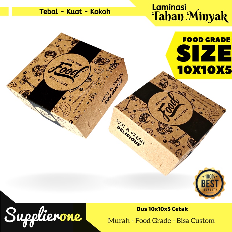Lunch Box XS / Dus Box 10x10x5 Cetak  / Box Takoyaki / Dus Dimsum / Dus Somay / Kemasan Makanan