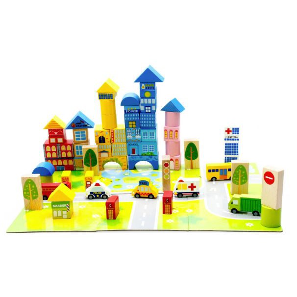 TweedyToys - Blok Bangunan Dus - Balok Susun Transportasi 62 Pcs