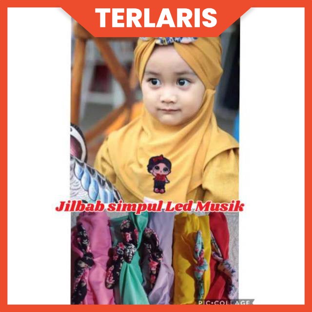 JILBAB ANAK BAYI LUCU LOL LED MUSIK 0-2 TAHUN PITA SIMPUL