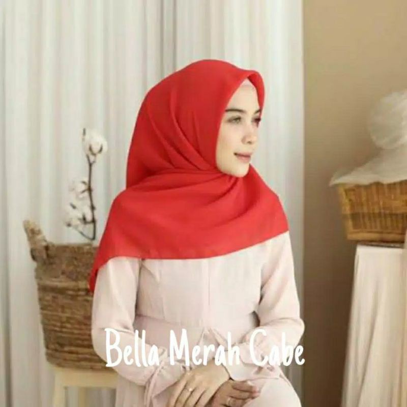 HIJAB SEGI EMPAT POLLYCOTTON PART 1-Merah cabe