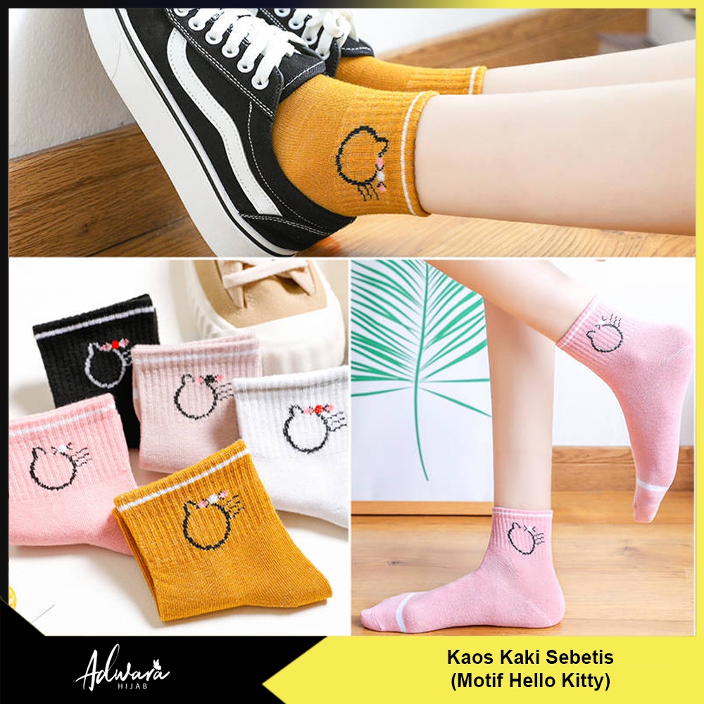 Kaos Kaki Wanita Pendek Sebetis Motif Hello Kitty Korean Style Sock