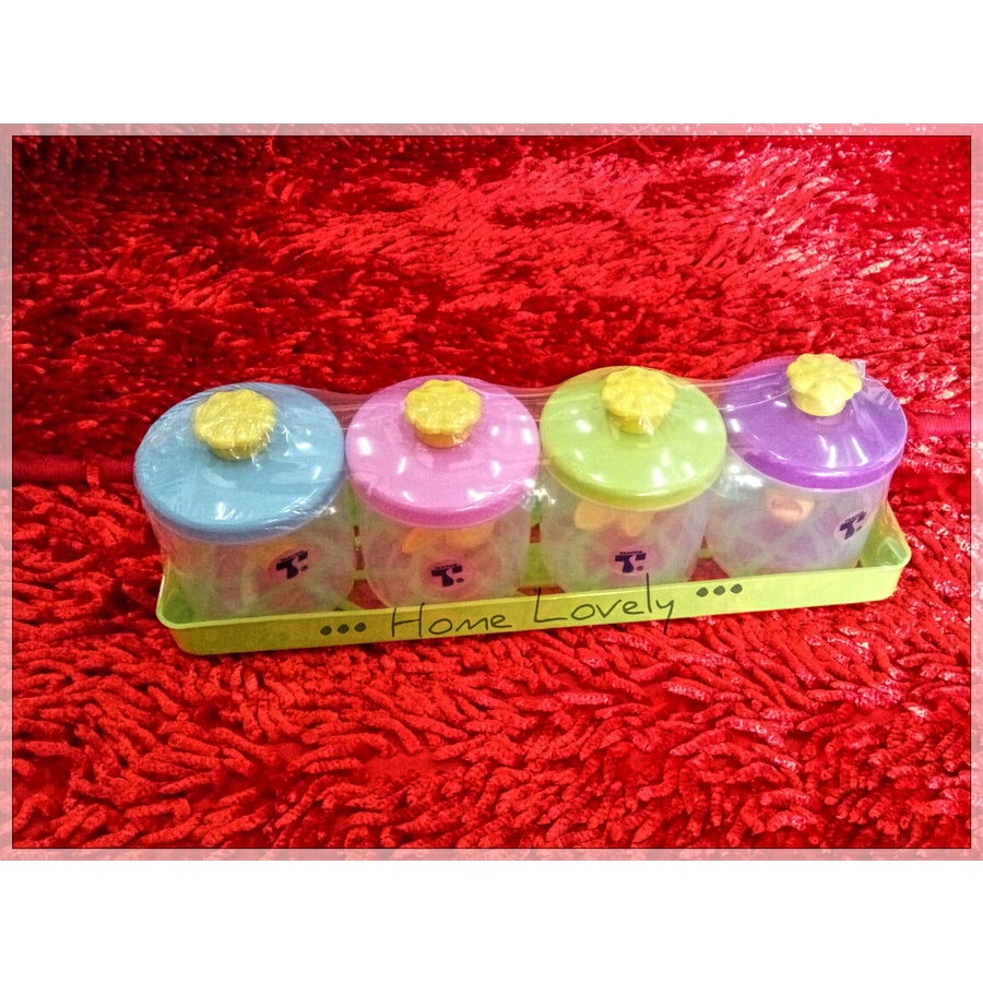 Tempat Bumbu Plastik Kecil Warna-warni Tantos / Rak Bumbu / Spice Set 5500