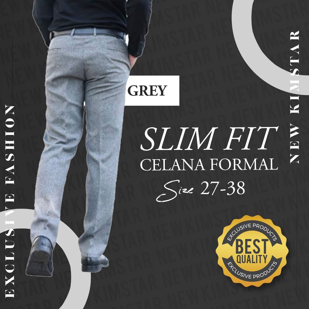 NEW KIMSTAR Celana Kantor Formal Kerja Bahan Dasar Pria Slimfit