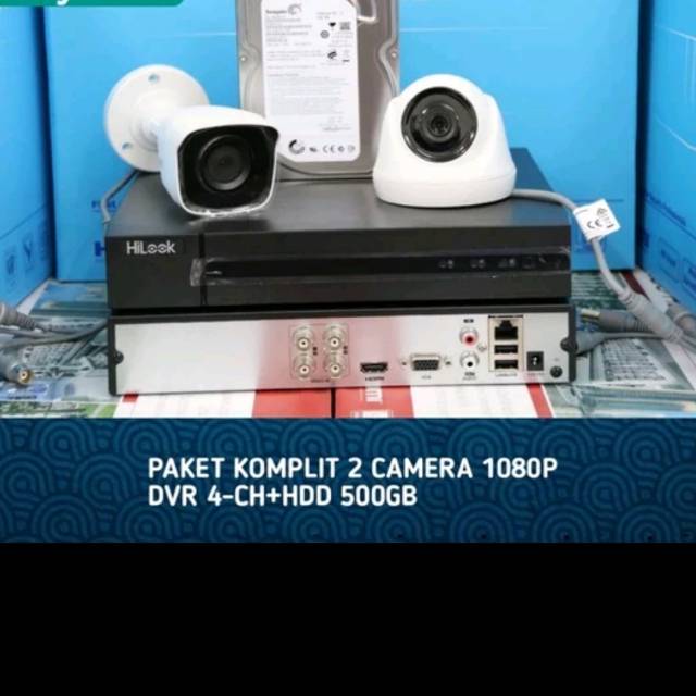 PAKET CCTV HILOOK 2MP 4CH 2 CAMERA HARDISK 500GB LENGKAP TGGL PASANG MURAH