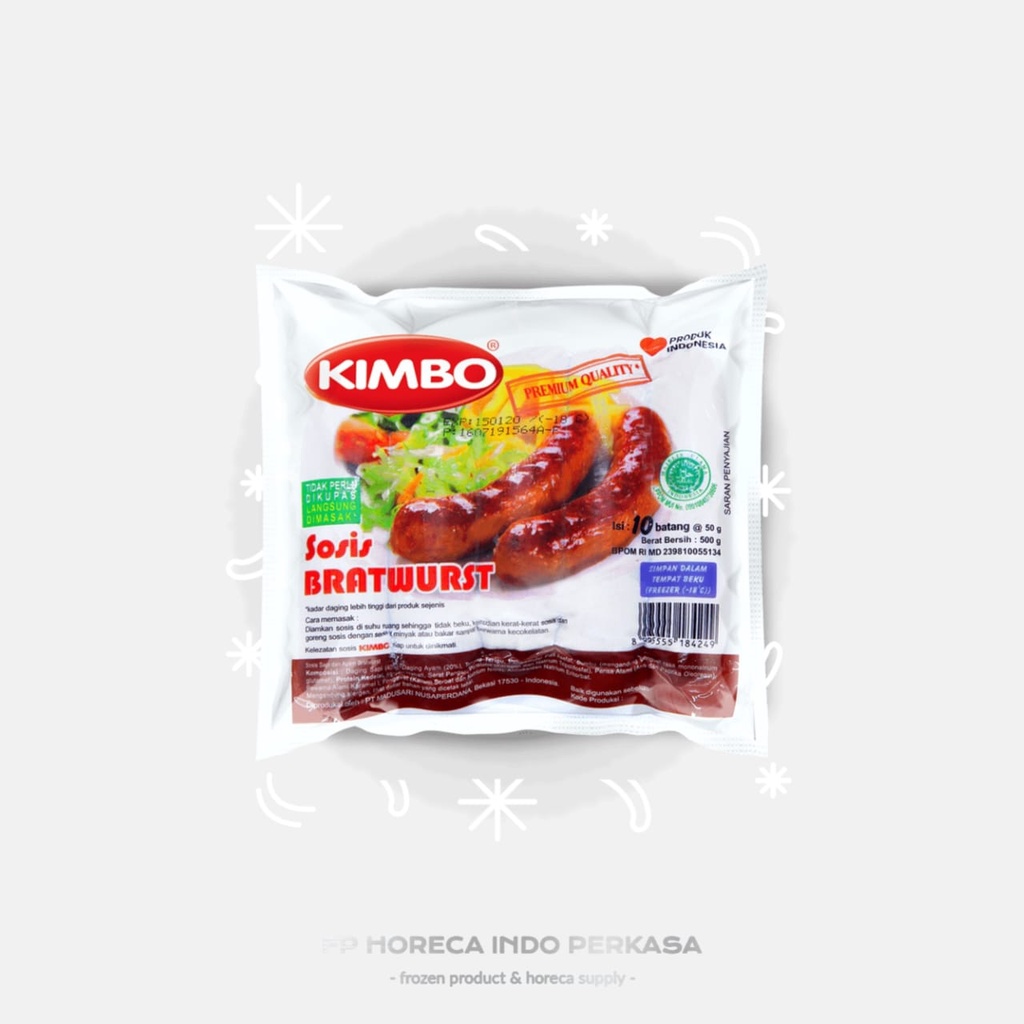 

Kimbo Bratwurst 500 gram isi 10