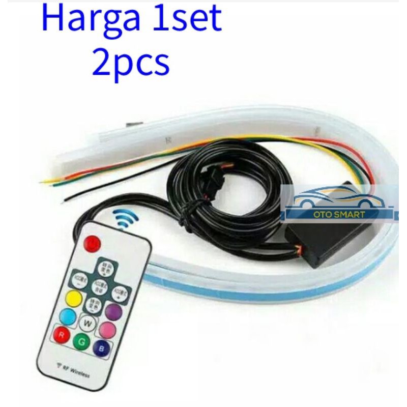 Lampu Alis LED DRL  Slim RGB Remot Sen Runing 30cm 45cm 60cm 12 Volt harga 1set Lengkap