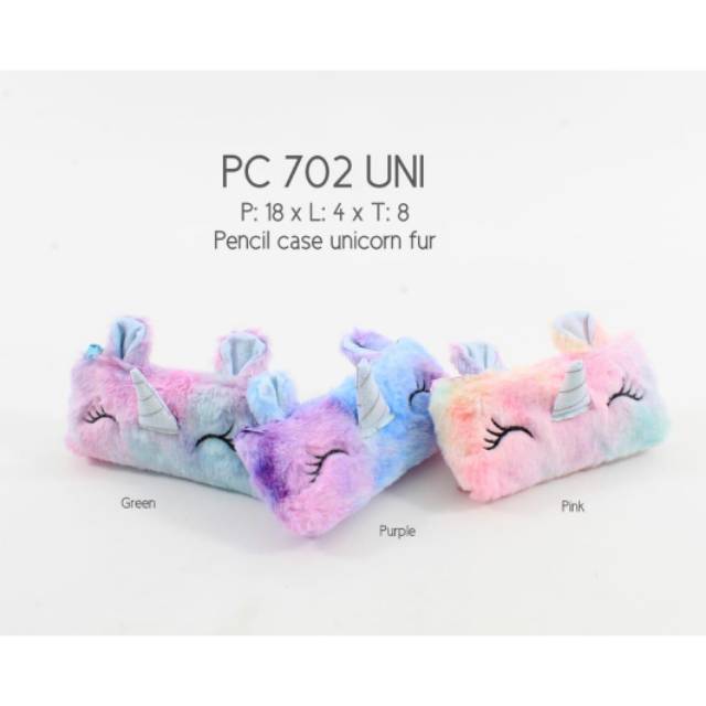 

Pencil Case Fluffy Unicorn / Kotak Pensil Pouch Bulu Unicorn
