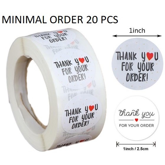 

TQ029 Per Pcs Sticker Label Logo Tempel Thank You For Your Order Seal Bulat D 2.5 cm Letter Black