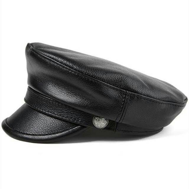 Topi nahkoda kulit domba asli