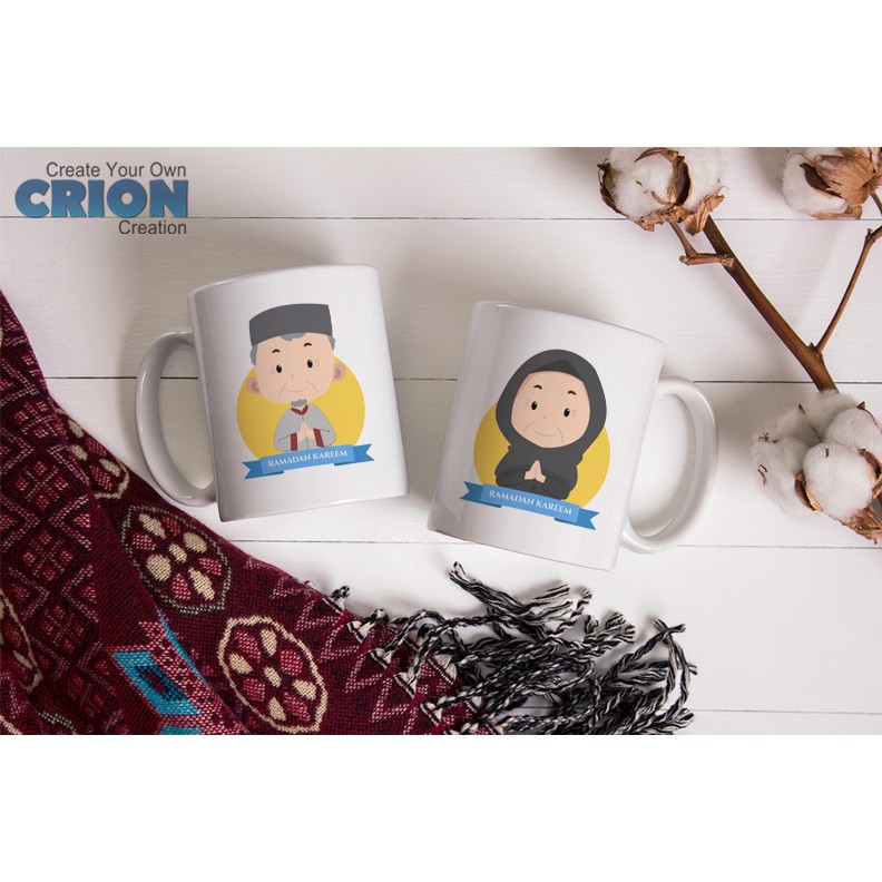 Gelas Mug Couple Lebaran untuk hadiah pasangan - Ramadhan Kareem